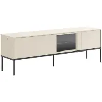 Selsey Bellezo - Buffet TV avec vitrine éclairée en verre 166 cm, Crème
