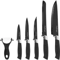 Cheffinger , set de 6 couteaux avec lame en acier inoxydable et boîte magnétique, noir