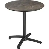 Essentials Table de patio X Cross, structure noire et plateau en stratifié haute pression (HPL) aspect bois lavé, Ø 70 cm, 1 pièce