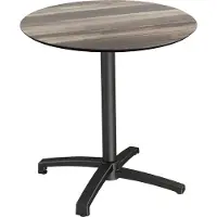 Essentials Table de terrasse X Cross, structure noire et plateau en stratifié imitation bois tropical, Ø 70 cm, 1 pièce