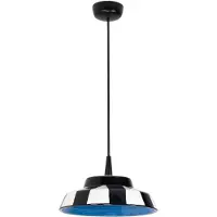 Zafferano Suspension Circus En Céramique Artisanale Italienne, Design À Rayures Noires Et Blanches Avec Intérieur Rouge, Led Intégrée 8W, Diamètre 24 Cm