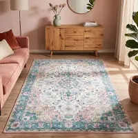 FRAAI Tapis vintage | Lily Oriental Bleu/Rose | 160x230cm | Bleu | Rectangulaire | Tapis
