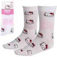 Hello Kitty Skarpetki Hello Kitty z twarz, biae, rozmiar 36-43, oficjalna licencja