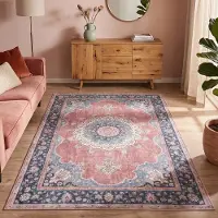 FRAAI Tapis vintage | Lily Medallion Rouge/Rose | 160x230cm | Rouge | Rectangulaire | Tapis
