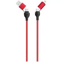 2GO câble de charge USB / Type C 4 en 1 USB A, Lighn. 1,2m rouge