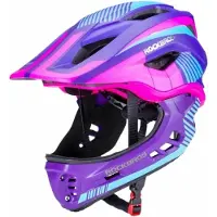 RockBros TT-32SBPP-M casque de vélo pour enfants avec mâchoire détachable taille M - violet-rose