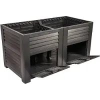 Jelenia Plast Maxi bac surélevé avec deux compartiments de rangement L 150 x l 76 x H 78 cm anthracite