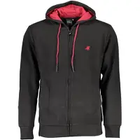 U.S. Grand Polo Hommes, Pull-over, Sweat-shirt à capuche noir pour homme « Us Grand », avec fermeture éclair, Noir, (XXL)