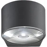 Zafferano Lens Applique Murale À Led Bi-Émission En Aluminium Moulé Sous Pression Gris Foncé 12W Ip65 Pour Éclairage Extérieur Et Intérieur 7.6X10.5X12 Cm