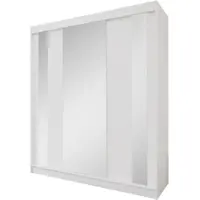 Beautysofa Armoire suspendue GAJA de , 180 cm, armoire de chambre à coucher avec miroir, 3 portes, blanche/blanche, avec tiroirs intégrés