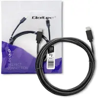 Qoltec Câble USB 2.0 type C mâle | USB 2.0 type C mâle | 2,5 m | Noir