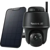 Reolink 4K 8MP 5/2,4 GHz WiFi Batterie/Panneau solaire Caméra de surveillance extérieure, Vision nocturne couleur, Détection de personnes/véhicules/animaux, Pan & Tilt, Noir