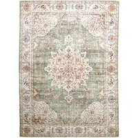 FRAAI Tapis d'extérieur vintage | Médaillon Santo Vert Olive | 120x170cm | Vert | Rectangulaire | Tapis d'extérieur