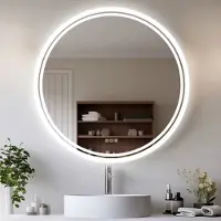 OEM Miroir de salle de bain à LED 60 cm, écran tactile, 3 couleurs, intensité réglable, fixation murale