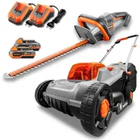 FUXTEC Kit de jardinage sans fil 20 V FX-E1RM20ECO-SET & FX-E1HS20-SET | Tondeuse à gazon et taille-haie sans fil | Système de batteries interchangeables | 2 batteries de 2 Ah avec chargeur