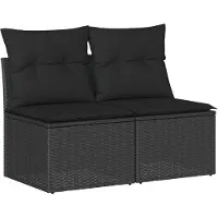 vidaXL Ensemble de salon de jardin 2 pièces avec coussins noir poly rotin