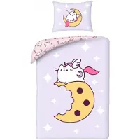 Pusheen Housse de couette Moon, 140 x 200 cm, taie d'oreiller 70 x 90 cm, en microfibre