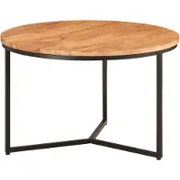 Wohnling Table basse 60x60x38 cm Table basse en acacia bois massif / métal ronde |