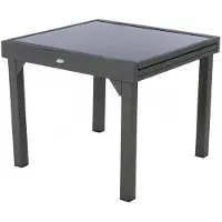 Hespéride Table Extensible Carrée En Verre Piazza 4/8 Places Gris Anthracite