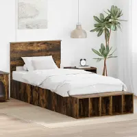 vidaXL Cadre de lit Chêne fumé 100 x 200 cm Bois composite