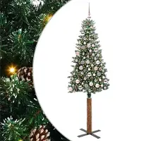 vidaXL Sapin de Noël mince avec 300 LED Vert et blanc 180 cm