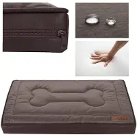 Welsti Lit orthopédique pour chien, matelas pour chien, brown bone L 100x70 antiglisse