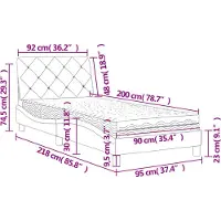 vidaXL Lit avec matelas noir 90x200 cm velours