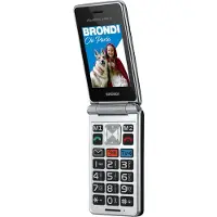 Brondi Amico Super TV Téléphone portable pour personnes âgées avec grandes touches, gris foncé