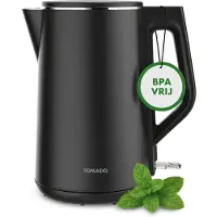 Tomado TWK1708B - Bouilloire - 1,7 litre - double paroi - 2200 Watt - BPA free - noir mat