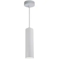Alpinaluz Suspension moderne et minimaliste en aluminium blanc en forme de tube de 20 cm de long avec douille GU10, réglable en hauteur