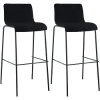 CLP lot de 2 tabourets de bar Hoover tissu 4 pieds piètement noir