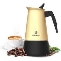 Cecotec Cafetière Italienne Piccolina 900 Beige. 450ml, 10 Tasses de Café, Acier Inoxydable, Compatible Toutes Surfaces