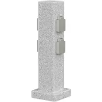 Ledscom.de : Colonne de prises pour l'extérieur, modèle Pock, IP44, 4 prises, gris (aspect pierre), forme rectangulaire, 40 cm