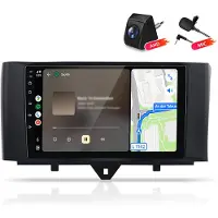 AWESAFE Autoradio 4+64 Go avec caméra et microphone, compatible avec Smart Fortwo 451 (2010-2015), intégrant Carplay, Android Auto, GPS, Wi-Fi, Bluetooth, DAB+, RDS,au volant (SWC), écran de 9 pouces