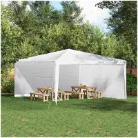 vidaXL Tente de fête, panneaux latéraux, 2 pièces, 400 x 195 cm, blanc, en polyéthylène et acier