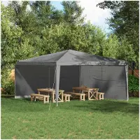 vidaXL Tente de fête, paroi latérale, 2 pièces, 400 x 195 cm, gris clair, en polyéthylène et acier