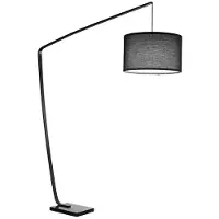 Perenz Lampadaire Arc En Métal Noir, Base En Marbre, Design Moderne Avec Abat-Jour, Hauteur 215 Cm, Culot E27 Max 40W - Parigi 6304 N Black