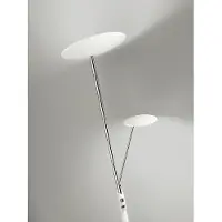 Perenz Lampadaire Led En Métal Blanc Et Chrome, Double Émission 28W+5W 3000K Dimmable, Design Moderne H.183Cm - . Luminaire Élégant D'Intérieur.