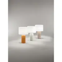 Perenz Lampe De Table En Céramique Orange Avec Abat-Jour Tissu D.28 Cm H46 Cm, 1Xe27 Max 60W, Look Coloré Original