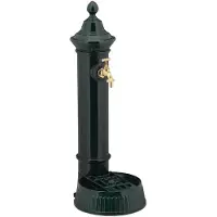 Relaxdays Fontaine sur pied style antique, avec robinet et bassin, dimensions H x L x P : 72 x 26 x 31 cm, fontaine de jardin, terrasse, vert foncé