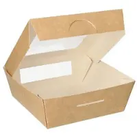 Papstar 86573 boite de stockage de nourriture jetable Carton, Polylactide (PLA) Marron