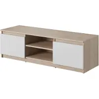 MINIO go for it MINIO Meuble TV DIDI 120 cm, sans éclairage LED - Blanc mat / Chêne Sonoma