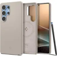 Spigen Silicone Fit Mag Hülle für Samsung Galaxy S25Ultra – Titan (Samsung Galaxy S25 Ultra), Coque pour téléphone portable, Beige