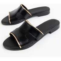 Purapiel Sandale plate Hacca Noir