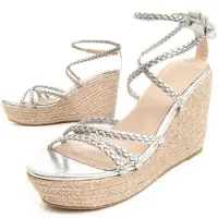 Montevita (Argent, 40) Sandale Compensée Espadrille Pour Femme. Wesparto6 88504