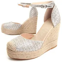 Montevita (Plateado, 40) Espadrilles Compensées Pour Femmes Luca 87291