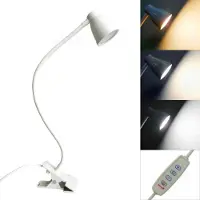 INF Lampe de bureau LED à pince, 3 modes de couleur, col de cygne long et flexible Blanc