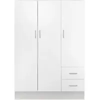 Dmora Anci - Armoire 3 Portes, 120x50 cm Blanc, Porte-manteaux