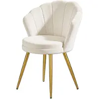 Supfine lot de 1 chaises de salle à manger en velours Chaise de salle à manger Chaise de cuisine au design vintage blanc