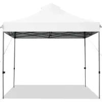 Costway Grande tente pop-up de 3 m x 3 m, tente de réception facile à monter, tente d'exposition commerciale portable avec sac de transport mobile, 3 hauteurs réglables Gris Blanc